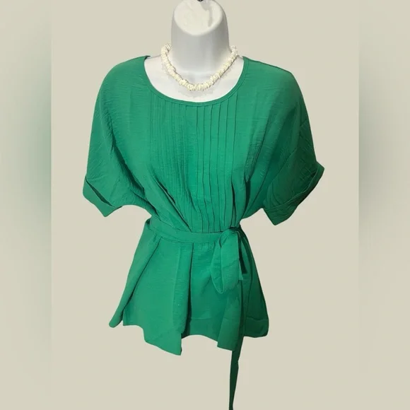 Cici Bird Green Women’s Summer Blouse, Short Sleeve, Size L NWT - Picture 3 of 5